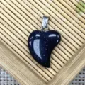 Blue sandstone heart pendant with metal bail, perfect DIY necklace accessory for elegant daily wear. - 16x21mm (2g) / Blue Sandstone