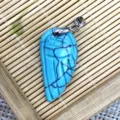 Pendente ala d'angelo in pietra naturale turchese cristallo intagliato accessorio gioiello DIY - 15x30mm / Turchese blu