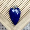 Natural lapis lazuli heart crystal pendant faceted stone necklace DIY jewelry accessory - Pendant Only (Without Chain) / 12x21mm / Lapis Lazuli
