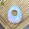 Natural crystal stone oval pendant offset hole safety buckle DIY jewelry necklace accessories - 20x25mm / Opal