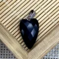 Black faceted heart crystal pendant natural stone agate necklace DIY jewelry accessories charm - Pendant Only (Without Chain) / 12x21mm / Obsidian