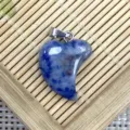 Natural stone heart pendant DIY jewelry necklace accessory blue purple crystal charm gift - 16x21mm (2g) / Sodalite
