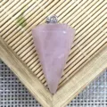 Pendente Pendolo Esagonale Faccettato in Cristallo di Quarzo Rosa Naturale Accessorio Gioiello - 18x39mm / Quarzo rosa