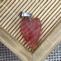 Natural stone long heart crystal pendant faceted gemstone necklace DIY jewelry accessory - Pendant Only (Without Chain) / 12x21mm / Watermelon Crystal