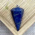Pietra naturale cristallo sfaccettato esagonale cono pendente collana accessorio. - 18x39mm / Sodalite