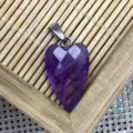 Purple Crystal Heart Pendant Faceted Gemstone Necklace DIY Fashion Jewelry Accessory - Pendant Only (Without Chain) / 12x21mm / Purple Crystal