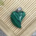 Natural gemstone heart-shaped pendant malachite necklace DIY jewelry accessory component - 16x21mm (2g) / Malachite