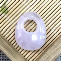 Natural rose quartz gemstone offset hole princess buckle pendant oval crystal DIY jewelry accessory - 20x25mm / Rose Quartz
