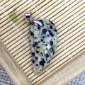Pendente in cristallo ala d'angelo in pietra naturale intagliato collana gioiello DIY - 15x30mm / Pietra Dalmata
