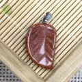 Pendentif Feuille Sculptée en Verre Goldstone Collier Accessoire DIY Variante Mode - 15x26mm / Pierre de Sable d'Or