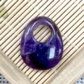Natural amethyst off-center princess buckle pendant oval crystal DIY jewelry making accessory - 20x25mm / Purple Crystal