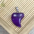 Purple heart agate stone pendant necklace DIY jewelry accessory charm gemstone crystal gift item - 16x21mm (2g) / Purple Agate