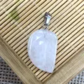 Pendentif feuille en cristal blanc, collier en pierre naturelle sculptée accessoires DIY. - 15x26mm / Cristal blanc