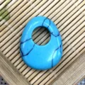 Blue turquoise stone offset hole pendant oval safety buckle DIY jewelry accessory - 20x25mm / Blue Turquoise