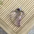 Natural stone heart-shaped crystal pendant with metal bail for DIY necklace jewelry making. - 16x21mm (2g) / Phantom Amethyst