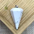 Pietra naturale cristallo bianco sfaccettato esagono cono pendolo ciondolo collana gioiello - 18x39mm / Howlite