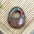 Natural stone offset hole princess buckle pendant oval safety buckle necklace DIY accessory - 20x25mm / Unakite