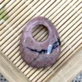 Natural Stone Off-Center Hole Princess Buckle Pendant Oval Safety Buckle DIY Jewelry Accessory - 20x25mm / Rhodonite
