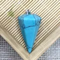 Ciondolo pendente piramide esagonale in cristallo turchese naturale per accessorio fai da te - 18x39mm / Turchese blu