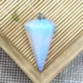 Ciondolo pendente a cono esagonale sfaccettato collana in pietra semi preziosa gioiello - 18x39mm / Opale