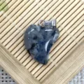 Natural stone heart pendant with metal bail DIY jewelry accessories necklace charm crystal item - 16x21mm (2g) / Black Labradorite