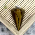 Pendente Pendolo Esagonale Faccettato in Cristallo Occhio di Tigre Naturale per Collana DIY - 18x39mm / Occhio di tigre