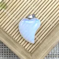 Heart shaped synthetic opal pendant with bail, elegant necklace accessory for DIY jewelry. - 16x21mm (2g) / Opal