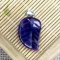Pendentif feuille sculptée en cristal améthyste naturelle collier composant bijou DIY. - 15x26mm / Améthyste