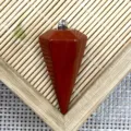 Pendente pendolo piramide esagonale in pietra rossa cristallo collana gioiello accessorio SKU - 18x39mm / Diaspro Rosso