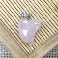 Natural rose quartz heart pendant with metal bail, perfect for DIY necklace and jewelry making. - 16x21mm (2g) / Rose Quartz
