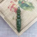Natural green stone crystal pendulum cone wand pendant for DIY crystal jewelry accessory. - 14x69mm / Green Vein Stone