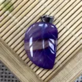 Pendentif feuille sculptée en agate violette naturelle accessoire bijoux DIY - 15x26mm / Agate Violette