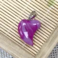 Natural purple agate heart shape pendant with silver metal bail, DIY jewelry accessory item. - 16x21mm (2g) / Rose Red Agate