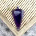 Ciondolo Pendente Esagonale in Cristallo Ametista Naturale Collana Accessorio Gioiello DIY. - 18x39mm / Ametista