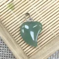 Green gemstone heart pendant necklace charm jewelry accessory DIY shiny crystal decor item - 16x21mm (2g) / Green Aventurine