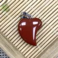 Red jasper heart gemstone pendant with metal bail for DIY necklace jewelry making and accessories - 16x21mm (2g) / Red Jasper