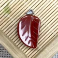 Pendentif feuille en pierre rouge naturelle agate cristal collier bijoux DIY accessoire - 15x26mm / Jaspe Rouge