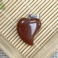 Brown goldstone heart pendant with silver bail, perfect for DIY necklace and jewelry making. - 16x21mm (2g) / Gold Sandstone
