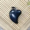 Natural Stone Heart Pendant Black Crystal Gemstone Charm with Metal Bail for DIY Jewelry - 16x21mm (2g) / Obsidian