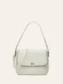 Borsa a tracolla retrò da donna, elegante borsa a spalla minimalista dal design quadrato chic. - Bianco