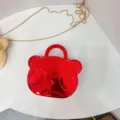Borsa a mano orsetto lucido carina per bambini, elegante borsa a tracolla rossa per bambine. - 12*5*14 / Rosso
