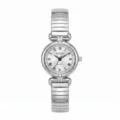 Silberne Damen Quarzuhr mit flexiblem Gliederarmband und rundem Retro-Zifferblatt für den Alltag. - Einzeln (HS2608-002-01) / Silber