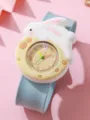 Cute cartoon rabbit slap watch with silicone strap and clear dial numbers for kids. - Blue Strap (GS2512-332-04) / Blue