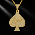 Hip hop gold color spade Aces pendant necklace with full pavé stones for men fashion jewelry - Gold