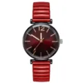 Stijlvol rood horloge met donkerrode wijzerplaat en roségouden indexen voor dames. - Rood