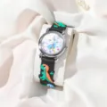 Cute 3D cartoon dinosaur children quartz watch with black silicone strap and colorful dial. - Dinosaur Pattern (GS2512-018-01) / Black