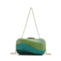 Elegante borsa da sera con strass, design ondulato verde e catena dorata da donna. - Sfumato Verde