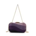 Women Gradient Purple Rhinestone Evening Clutch Bag with Metal Chain Shoulder Strap - Purple Gradient
