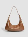Borsa a spalla donna pelle morbida retro casual minimalista marrone hobo quotidiana - 35*8.5*15cm / Marrone