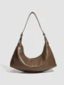 Borsa a tracolla in pelle morbida retrò da donna, borsa minimalista per uso quotidiano. - 35*8.5*15cm / Caffè